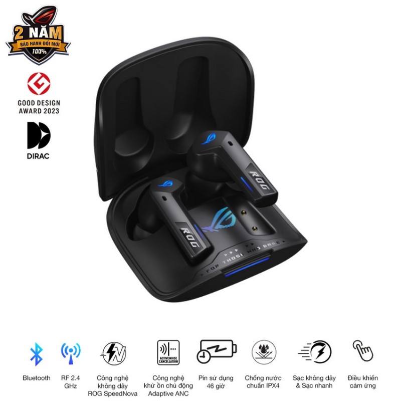 Tai nghe gaming Asus ROG CETRA TRUE WIRELESS SPEED NOVA (Wireless Speed Nova / Bluetooth)