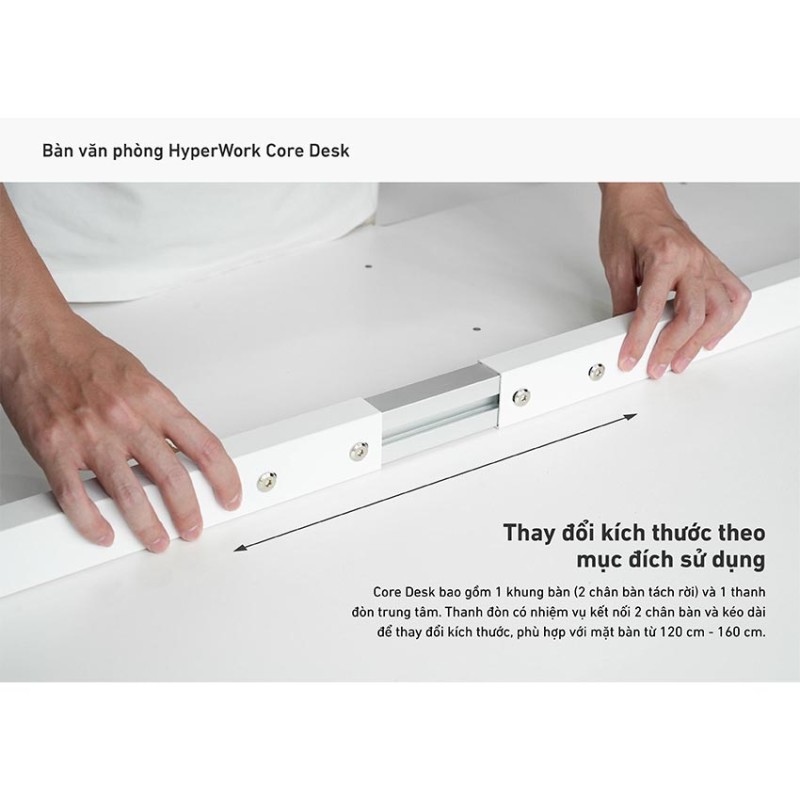 Khung bàn HyperWork Core Desk HPW-DK01-WHT-V1-1 Trắng (Chưa bao gồm mặt bàn)