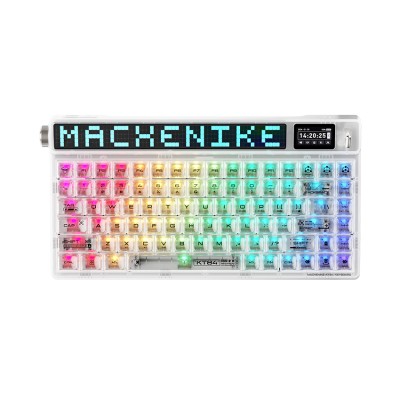 Bàn phím Machenike KT84-B84W Smart Screen Tri-mode Yellow Switch (Màu Trắng)