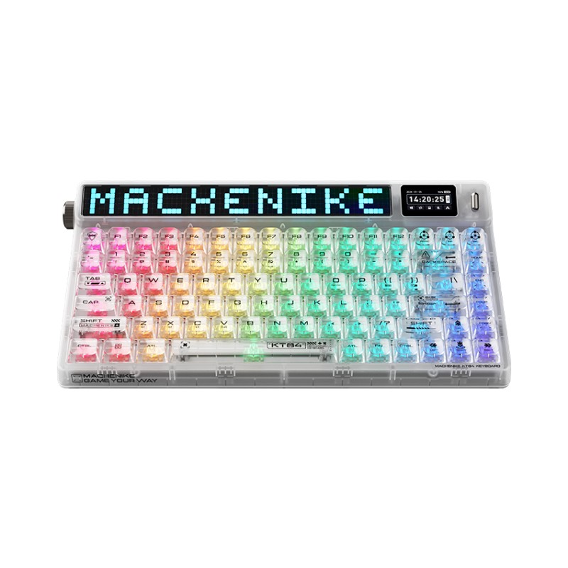 Bàn phím Machenike KT84-B84W Smart Screen Tri-mode Yellow Switch (Màu Trắng)