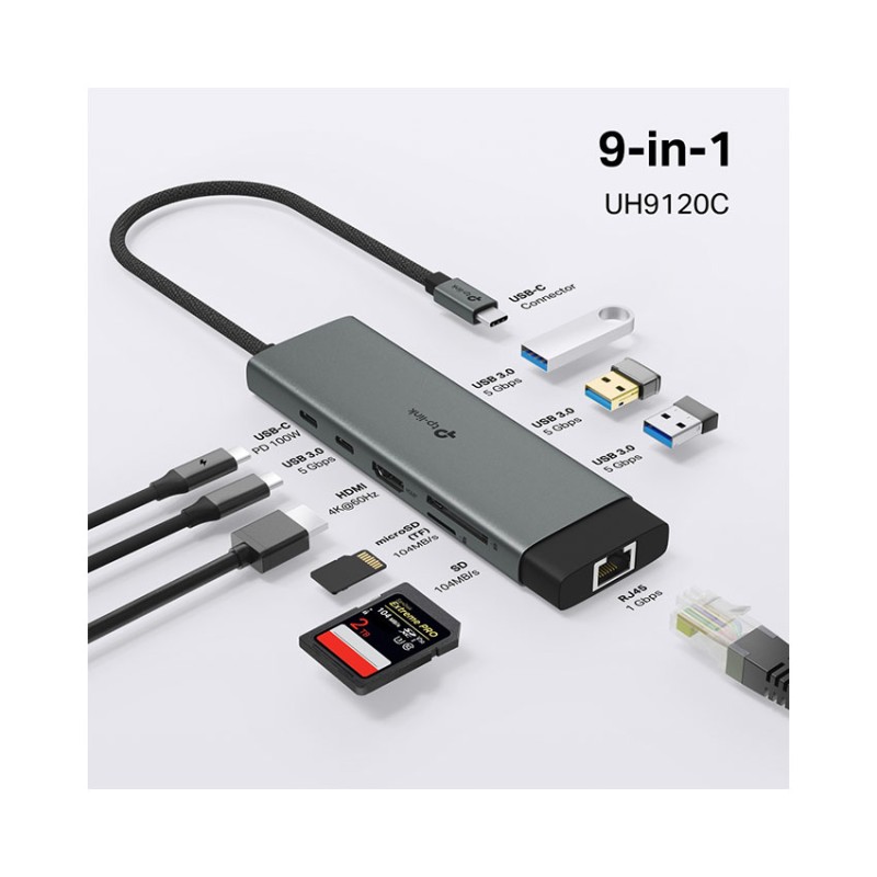 Bộ chuyển đổi Hub USB Type C 9 Cổng TP-Link UH9120C