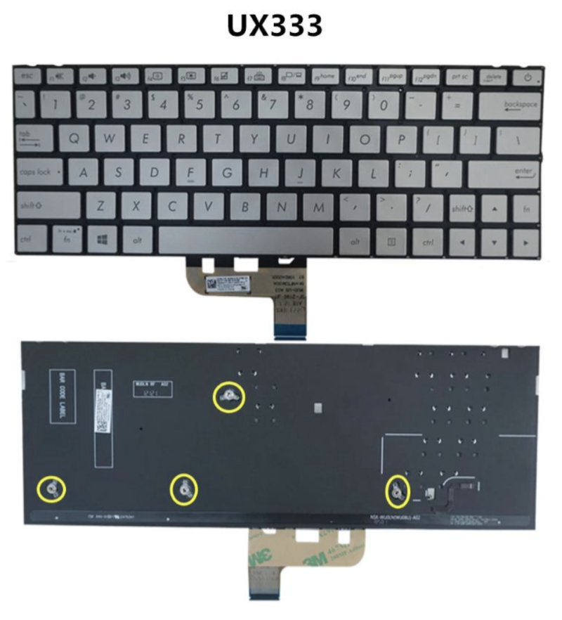 Bàn phím Asus UX334 bạc zin