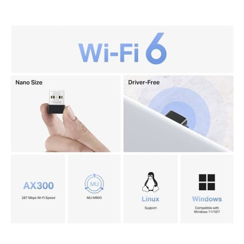Card mạng không dây USB Wifi 6 Mercusys AX300 MA14N