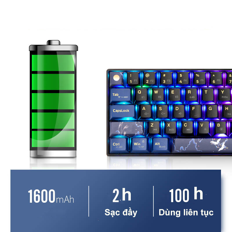 Bàn phím cơ không dây GM610Pro – Hạc vũ ánh trăng